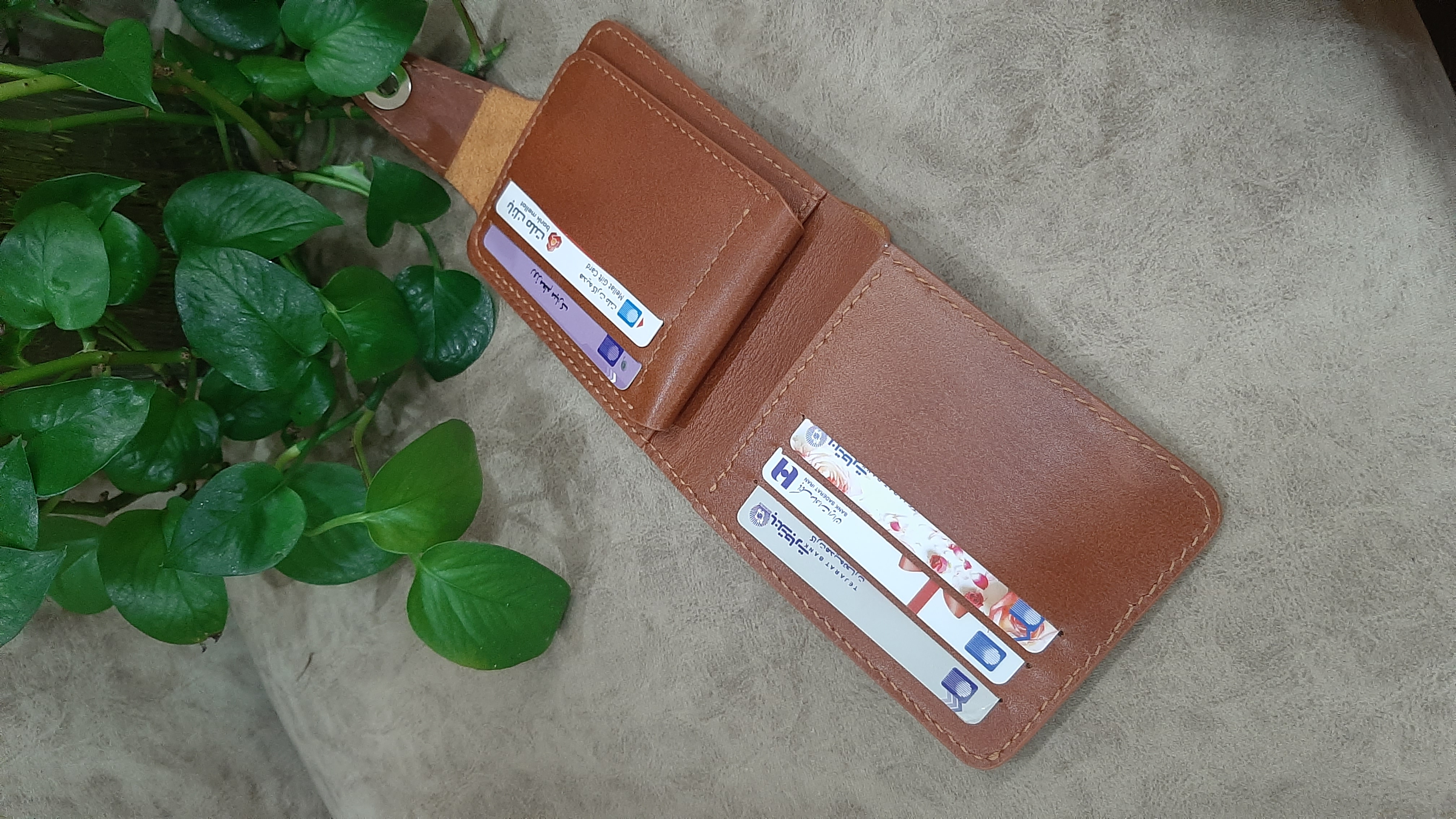 کیف پول جیبی سه لت چرم دست دوز
