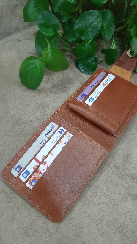 کیف پول جیبی سه لت چرم دست دوز
